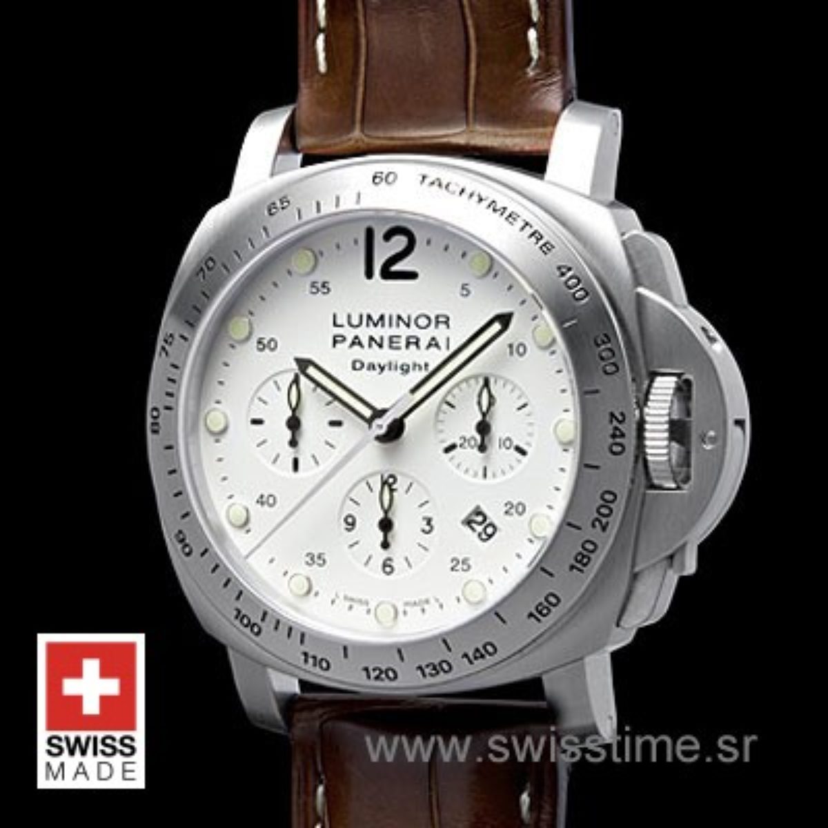 Panerai Luminor Daylight Chronograph White Dial Swisstime