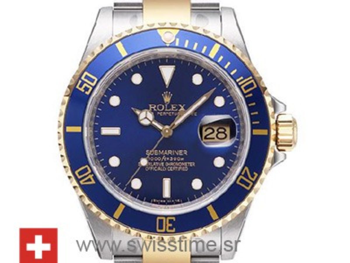 Rolex Submariner/2 Tone /Gold Face/Blue Bezel/16613 – SEA Wave Diamonds